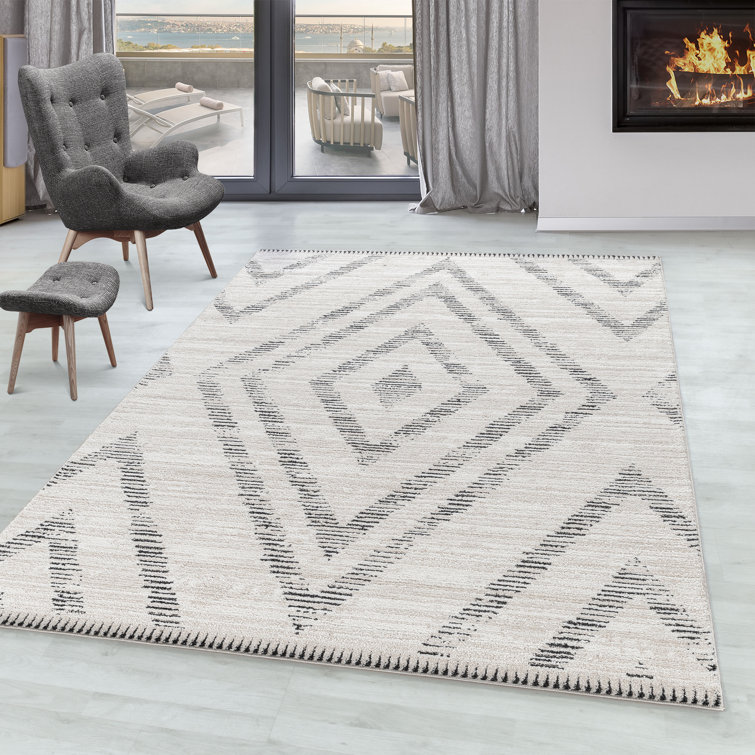 Mercury Row Simmerman Flatweave Cream/Black Rug Wayfair.co.uk